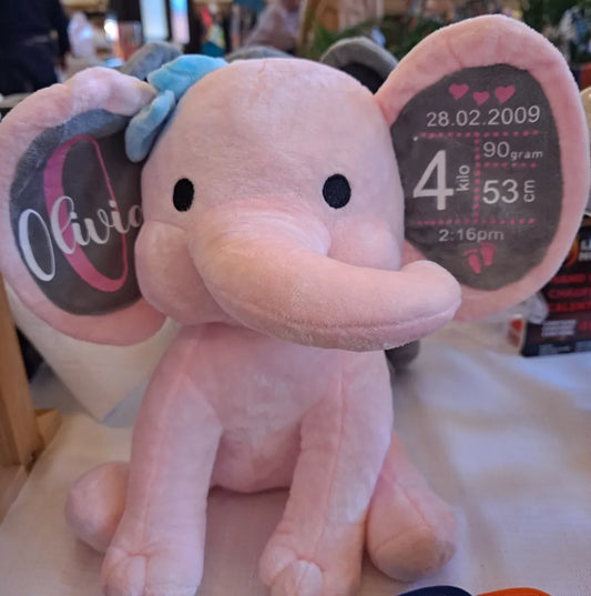 Personalised Birth Announcement Gift Elephant Plush - Katico